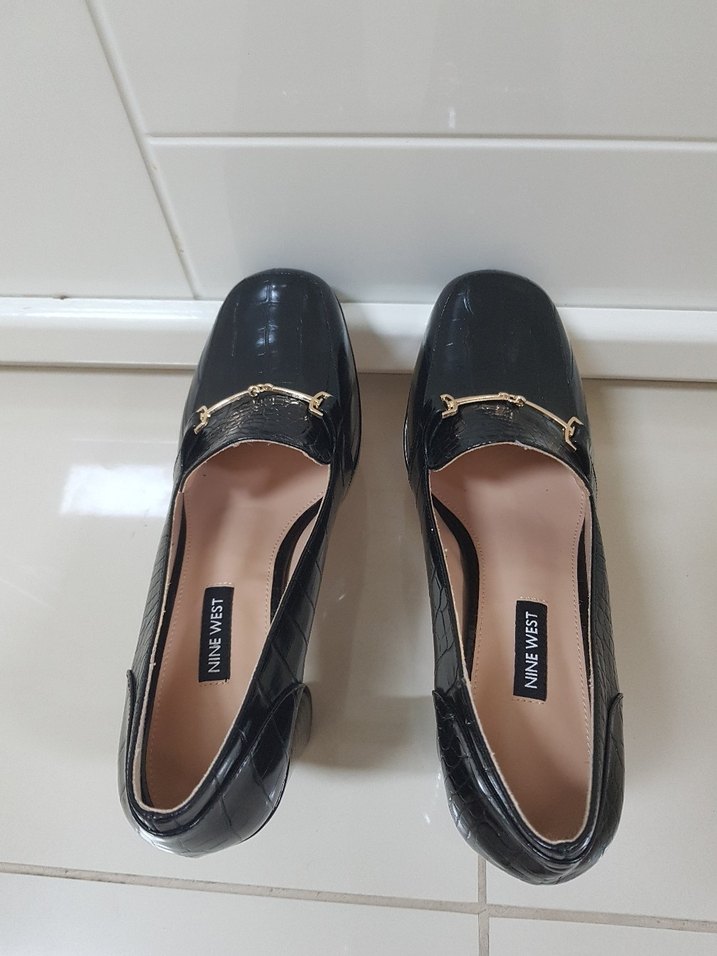 Klasik Siyah Yılan Derisi Platform Topuklu Ayakkabı - Görsel 5