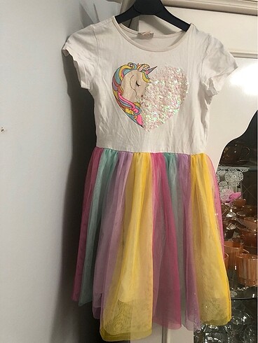 8/9 yaş kız çocuk unicornlu elbise