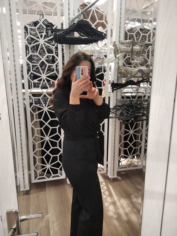 Siyah V Yakalı Transparan Gömlek - Görsel 2