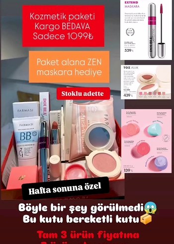 Farmasi Kozmetik Paketi ve Zen Maskara Hediyeli