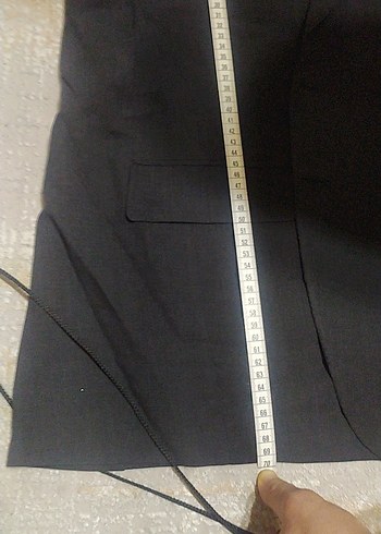 Erkek Siyah Midi Ceket, Yırtmaçlı, Regular Fit - Görsel 2