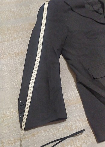 Erkek Siyah Midi Ceket, Yırtmaçlı, Regular Fit - Görsel 3