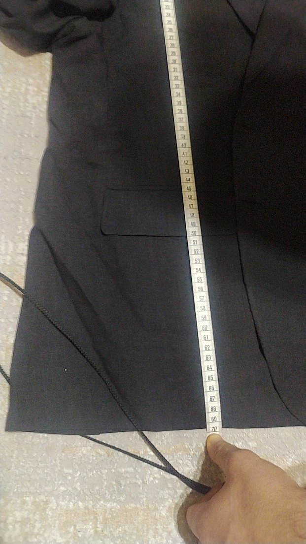 Erkek Siyah Midi Ceket, Yırtmaçlı, Regular Fit - Görsel 2