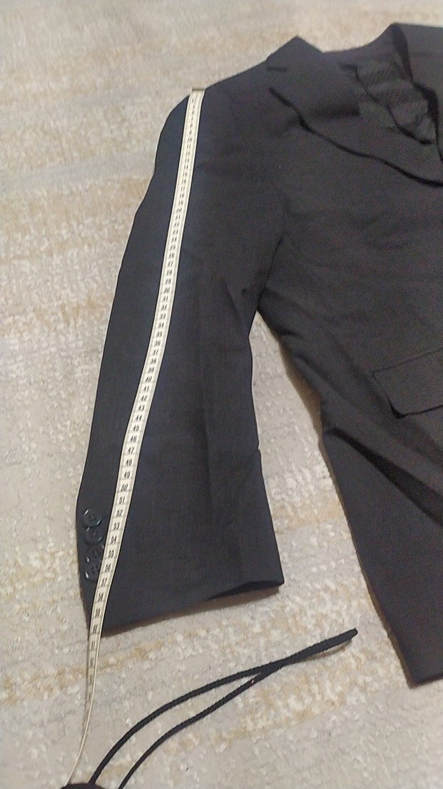 Erkek Siyah Midi Ceket, Yırtmaçlı, Regular Fit - Görsel 3