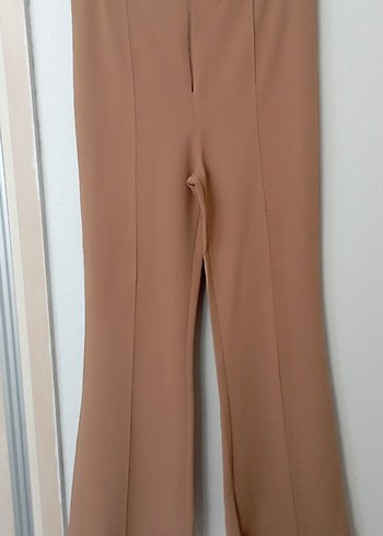 Bej Kadın Midi Kumaş Pantolon