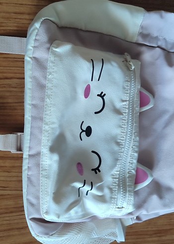 Beden Renk Fermuarlı Beyaz Baskılı Kedi Kıyafeti