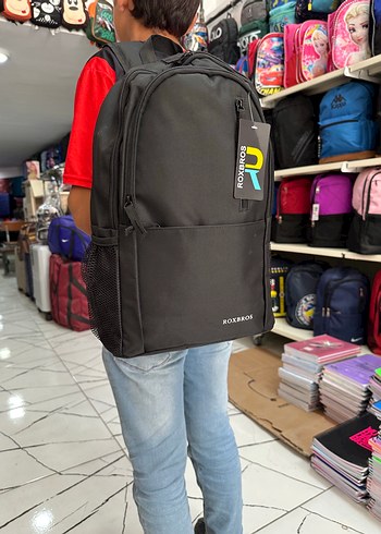 Roxbros Siyah Fermuarlı Erkek Sırt Çantası