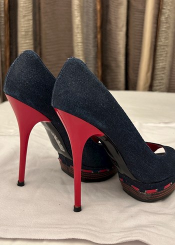 Koyu Mavi Denim Kadın platform Topuklu Ayakkabı - Görsel 6