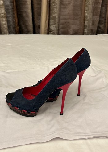 Koyu Mavi Denim Kadın platform Topuklu Ayakkabı - Görsel 9