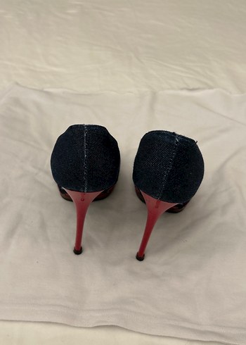 Koyu Mavi Denim Kadın platform Topuklu Ayakkabı - Görsel 8