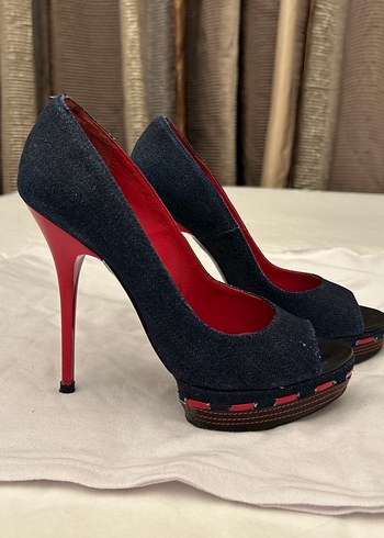 Koyu Mavi Denim Kadın platform Topuklu Ayakkabı - Görsel 5