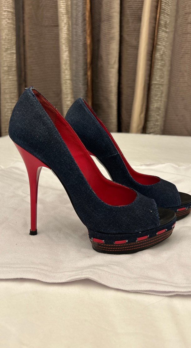 Koyu Mavi Denim Kadın platform Topuklu Ayakkabı - Görsel 5