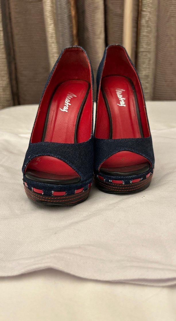 Koyu Mavi Denim Kadın platform Topuklu Ayakkabı - Görsel 3