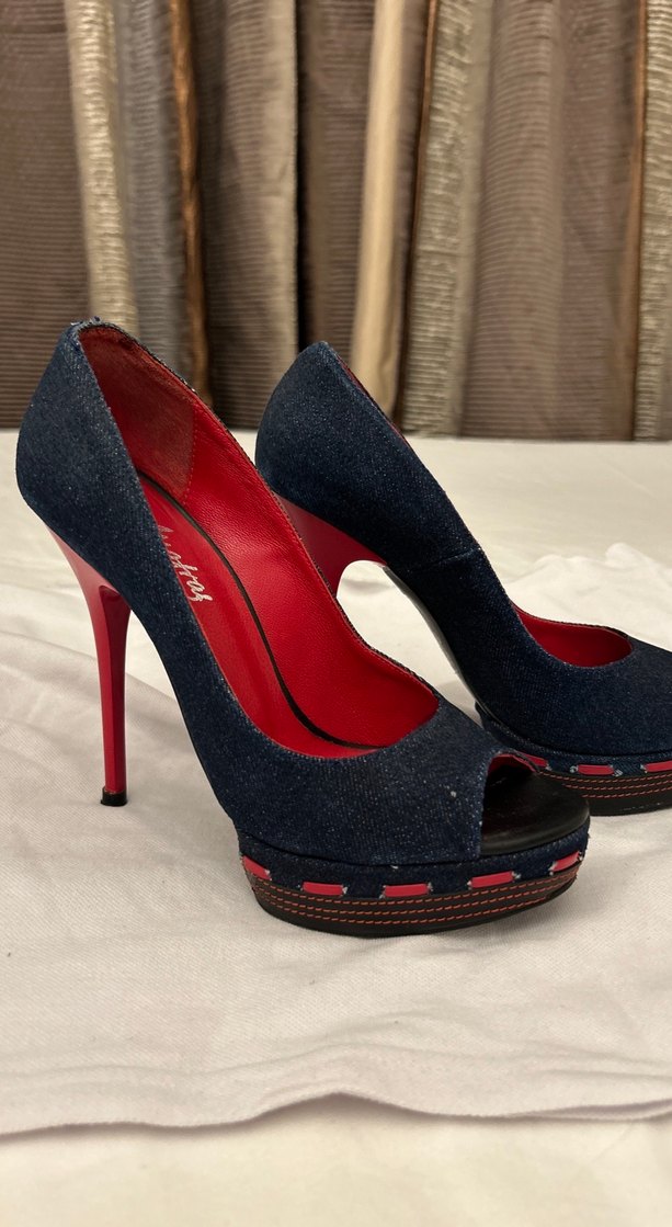 Koyu Mavi Denim Kadın platform Topuklu Ayakkabı - Görsel 4