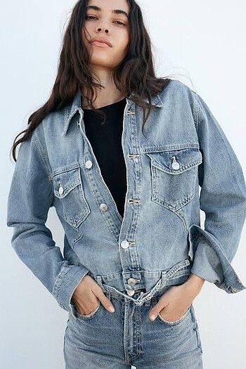 Zara kemerli denim ceket