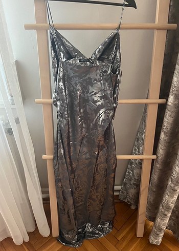 Zara Gri Drapeli Uzun Kadın Elbise - Görsel 8