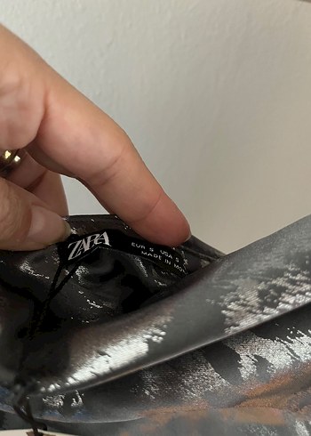 Zara Gri Drapeli Uzun Kadın Elbise - Görsel 5