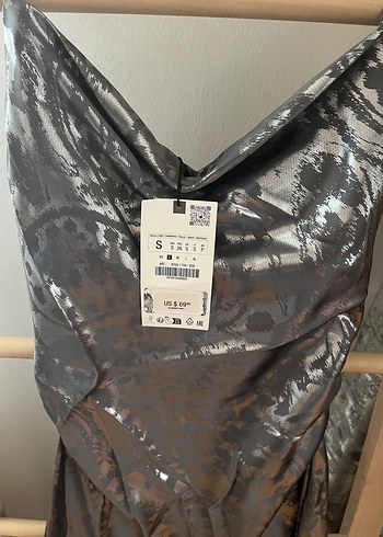 Zara Gri Drapeli Uzun Kadın Elbise - Görsel 3