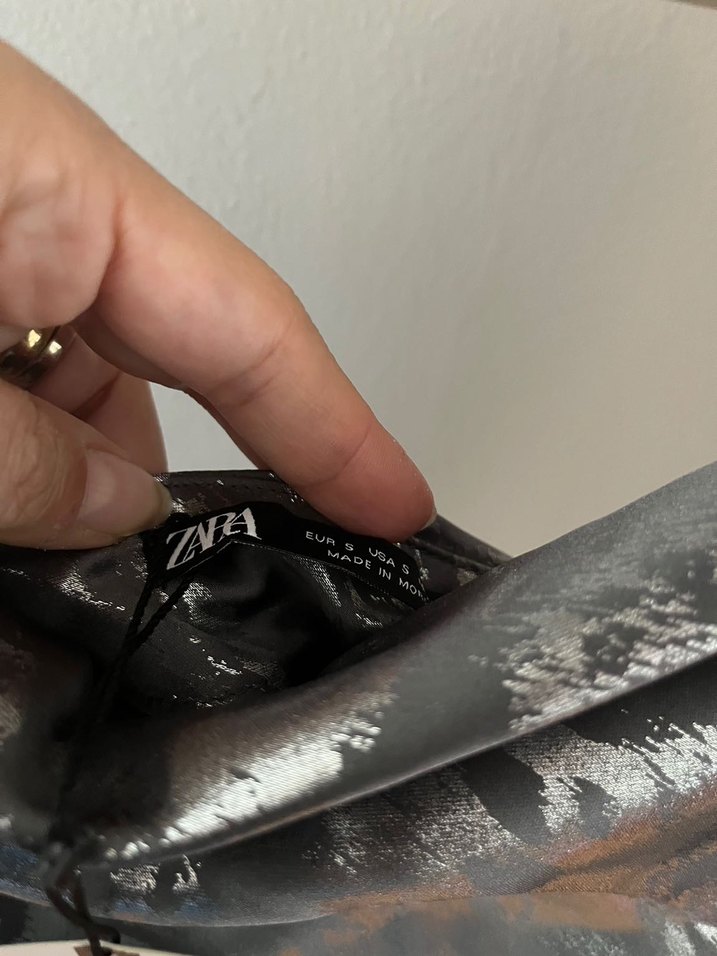 Zara Gri Drapeli Uzun Kadın Elbise - Görsel 5