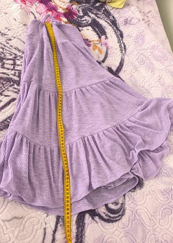 xl Beden Lila renkli Askılı Fırfırlı Mini Elbise