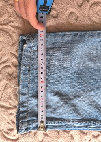 Mavi Bol Kesim Midi Kot Pantolon Büyük Beden - Görsel 6