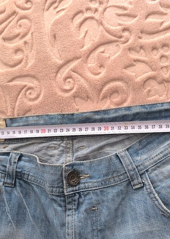 Mavi Bol Kesim Midi Kot Pantolon Büyük Beden - Görsel 3