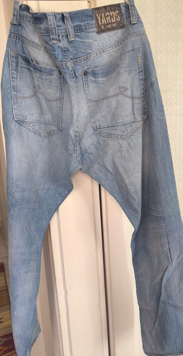 Mavi Bol Kesim Midi Kot Pantolon Büyük Beden - Görsel 2