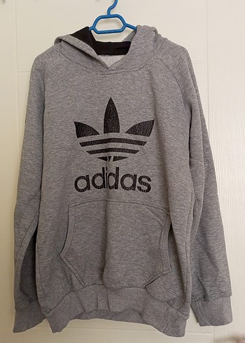 Gri Adidas Kapüşonlu Kız Çocuk Sweatshirt