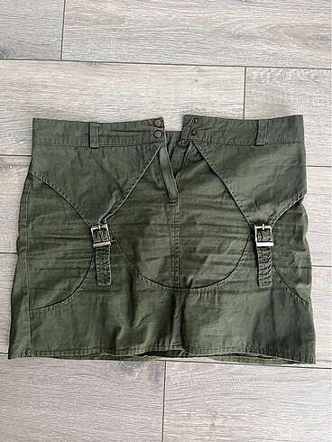 vintage haki mini etek