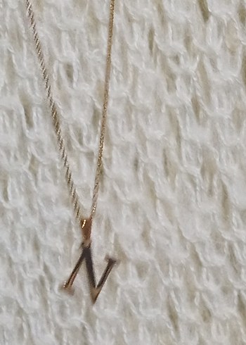 Altın Renk Zincir Detaylı Midi Kolye N harfi - Görsel 13