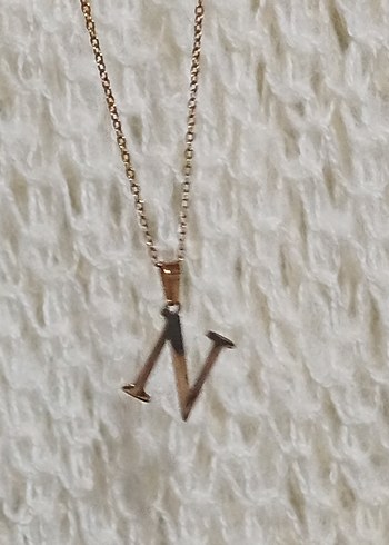 Altın Renk Zincir Detaylı Midi Kolye N harfi - Görsel 12