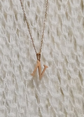 Altın Renk Zincir Detaylı Midi Kolye N harfi - Görsel 5