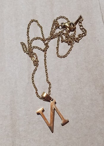 Altın Renk Zincir Detaylı Midi Kolye N harfi - Görsel 6