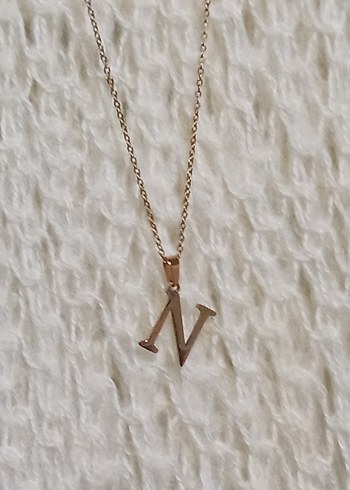 Altın Renk Zincir Detaylı Midi Kolye N harfi - Görsel 14