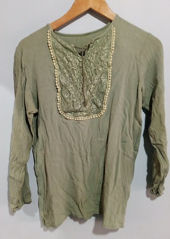 Nakışlı Bohem Bej Uzun Kollu Bluz - Görsel 2