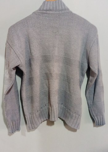 açık mavi Yüksek Yakalı Örgü Kadın Kazak - Görsel 4