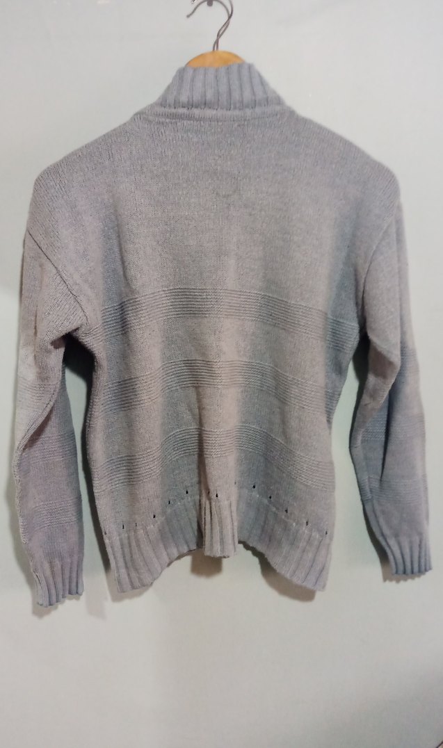 açık mavi Yüksek Yakalı Örgü Kadın Kazak - Görsel 4