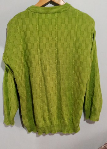 Yeşil V Yakalı Örgü Kadın Kazak - Görsel 4