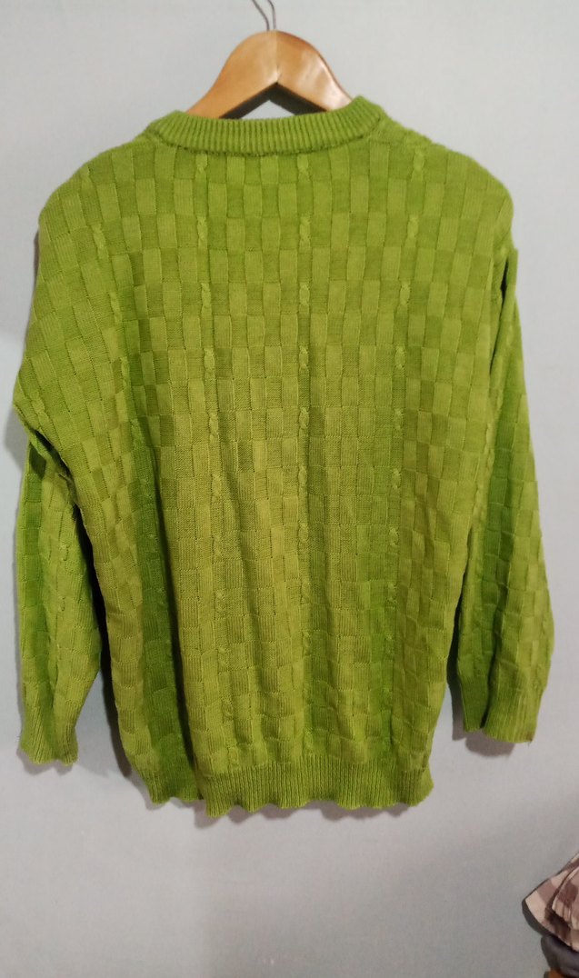 Yeşil V Yakalı Örgü Kadın Kazak - Görsel 4