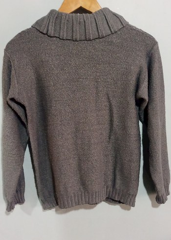 Gri Kadın Boğazlı Örgü Kazak - Görsel 3