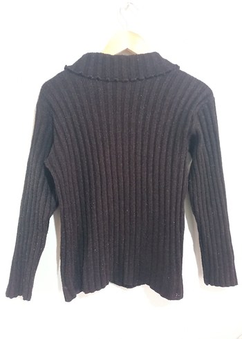 Siyah Yüksek Yakalı Örgü Kadın Kazak - Görsel 4