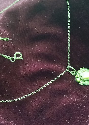 Gümüş kolye Sedef taşlı Zincir Detaylı 925 Kolye - Görsel 3