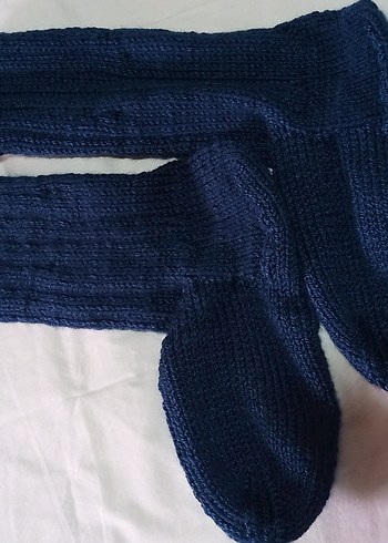 yünlü Çorap Mavi el Örgü - Görsel 3