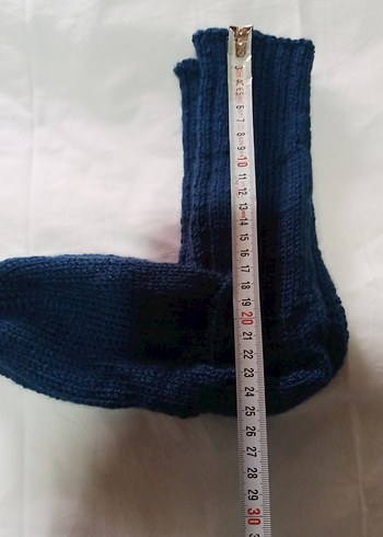 yünlü Çorap Mavi el Örgü - Görsel 12