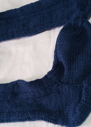 yünlü Çorap Mavi el Örgü - Görsel 9