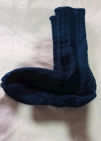 yünlü Çorap Mavi el Örgü - Görsel 11