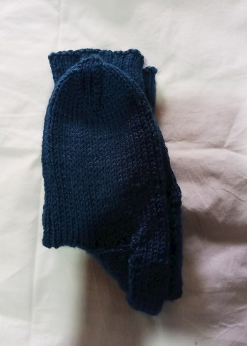 yünlü Çorap Mavi el Örgü - Görsel 16