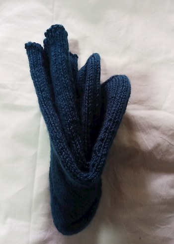 yünlü Çorap Mavi el Örgü - Görsel 17