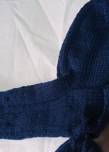 yünlü Çorap Mavi el Örgü - Görsel 8