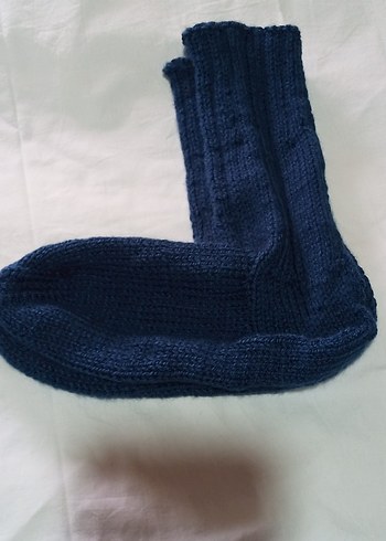 yünlü Çorap Mavi el Örgü - Görsel 10